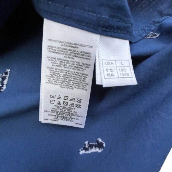Brooks Brothers Shirt Men Large Blue Skateboard Embroidery Regent Fit Skate Polo - Picture 9 of 13